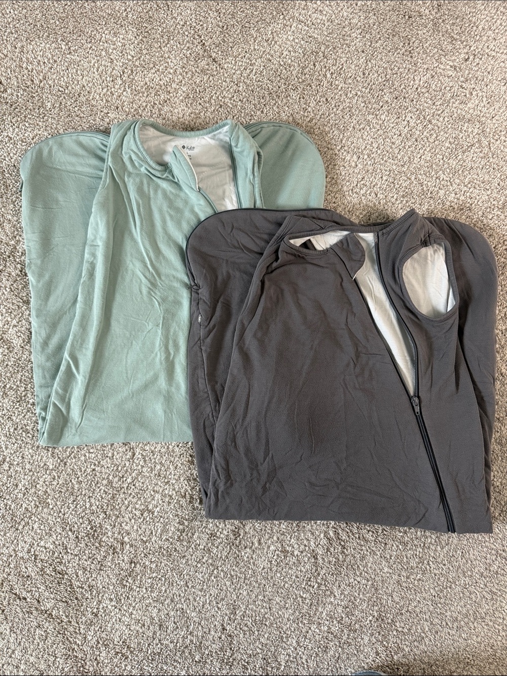 Kyte BABY Sleep Sack Set in Sage Green and Charcoal